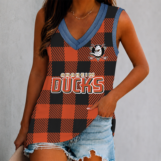 FINAL SALE - NEW CUSTOMIZED NHL09 AHD ANAHEIM DUCKS WOMEN'S V-NECK TANK TOP