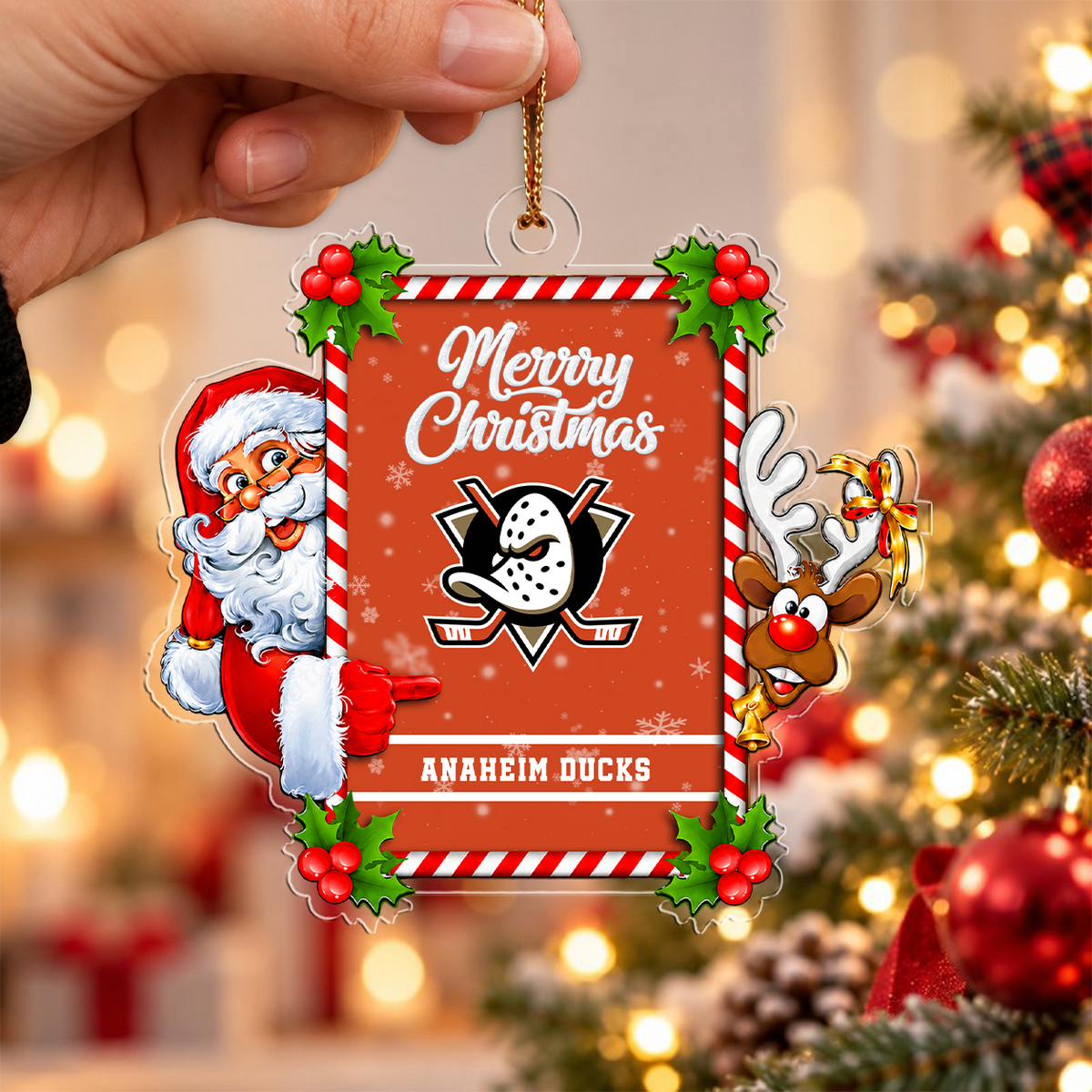 FLASH SALE - NEW CUSTOMIZED NHL09 AHD ANAHEIM DUCKS CHRISTMAS ACRYLIC ORNAMENT
