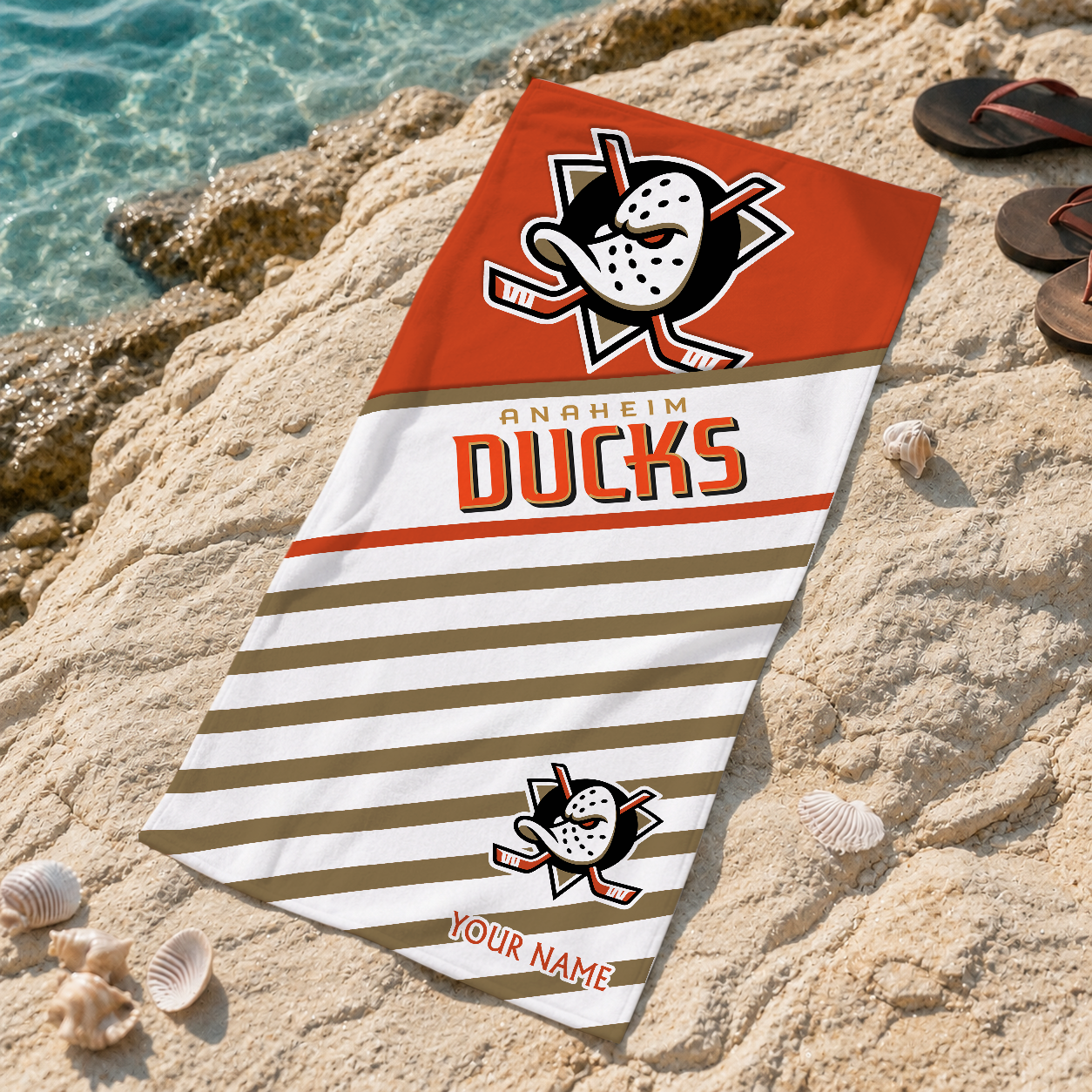 FINAL SALE - NEW CUSTOMIZED NHL09 AHD ANAHEIM DUCKS BEACH TOWEL