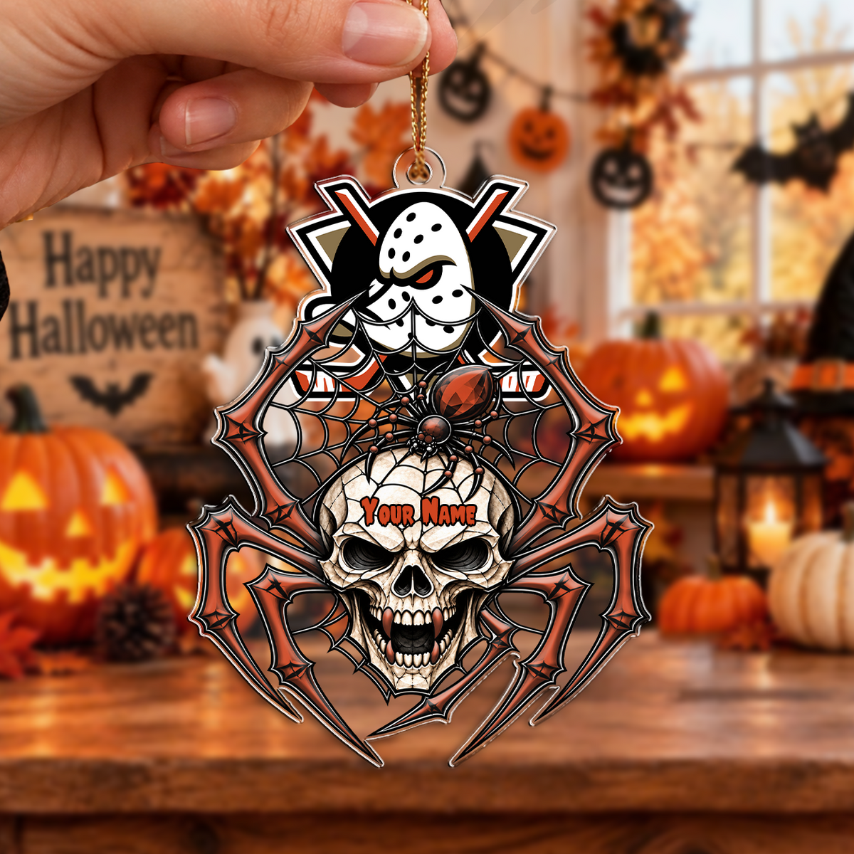 LIMITED EDITION - NEW CUSTOMIZED NHL09 AHD ANAHEIM DUCKS HALLOWEEN ACRYLIC ORNAMENT