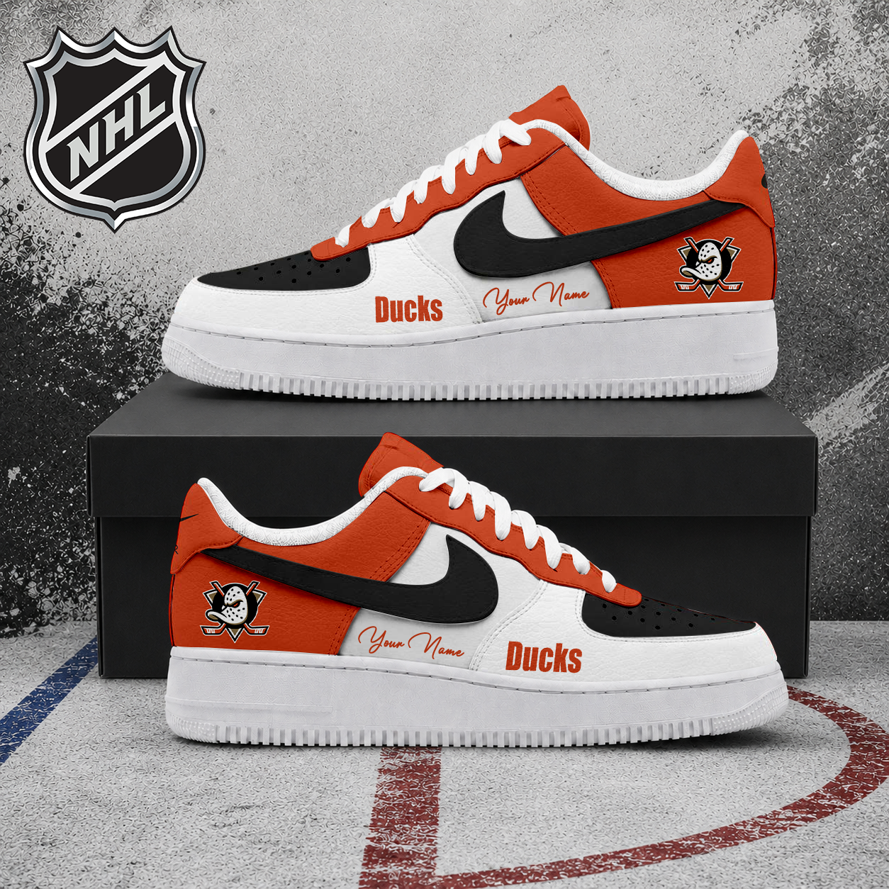 FINAL CLEARANCE - NEW CUSTOMIZED NHL09 AHD ANAHEIM DUCKS AF1 SHOES