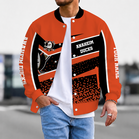 LIMITED EDITION - NEW CUSTOMIZED NHL09 AHD ANAHEIM DUCKS SATIN VARSITY JACKET & BASEBALL JACKET
