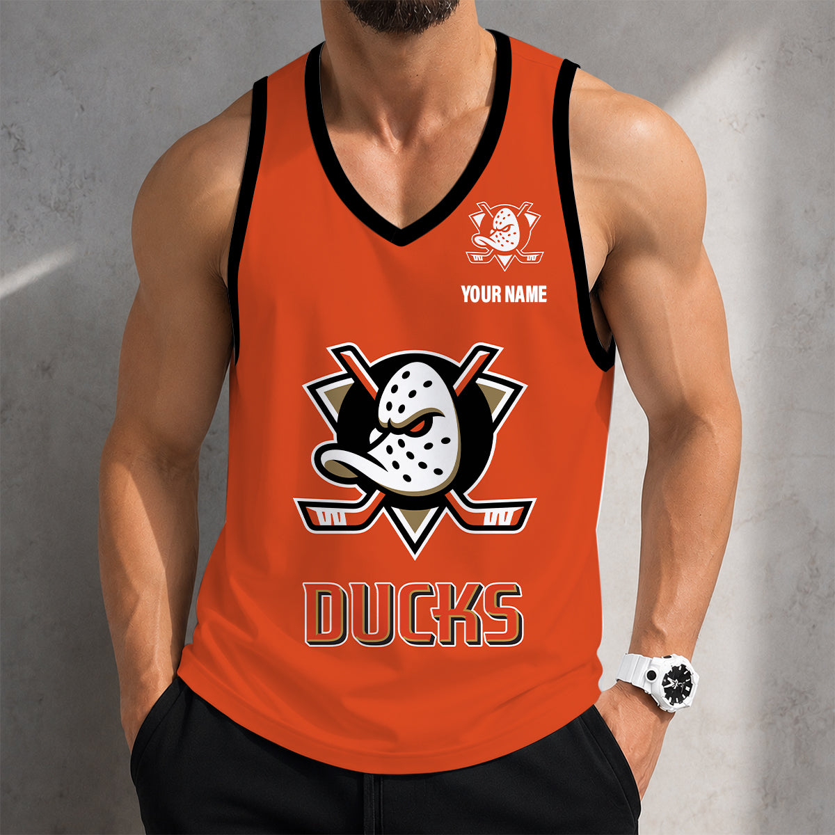 VIRAL EDITION - NEW CUSTOMIZED NHL09 AHD ANAHEIM DUCKS MEN'S TANK TOP