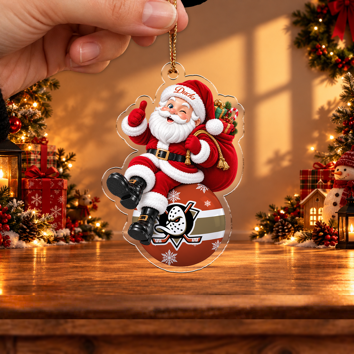 HOT DEAL - NEW CUSTOMIZED NHL09 AHD ANAHEIM DUCKS CHRISTMAS ACRYLIC ORNAMENT