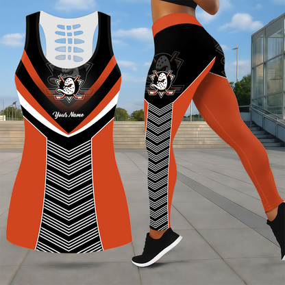 SPECIAL EDITION - NEW CUSTOMIZED NHL09 AHD ANAHEIM DUCKS LEGGINGS & HOLLOW TANK TOP SET