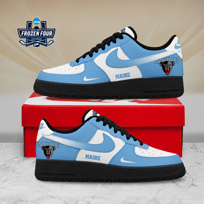FINAL SALE - NEW CUSTOMIZED NCAA MFF09 MBB MAINE BLACK BEARS AF1 SHOES