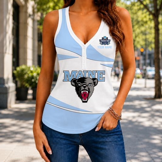 LIMITED EDITION - NEW CUSTOMIZED NCAA MFF09 MBB MAINE BLACK BEARS WOMEN'S V-NECK TANK TOP