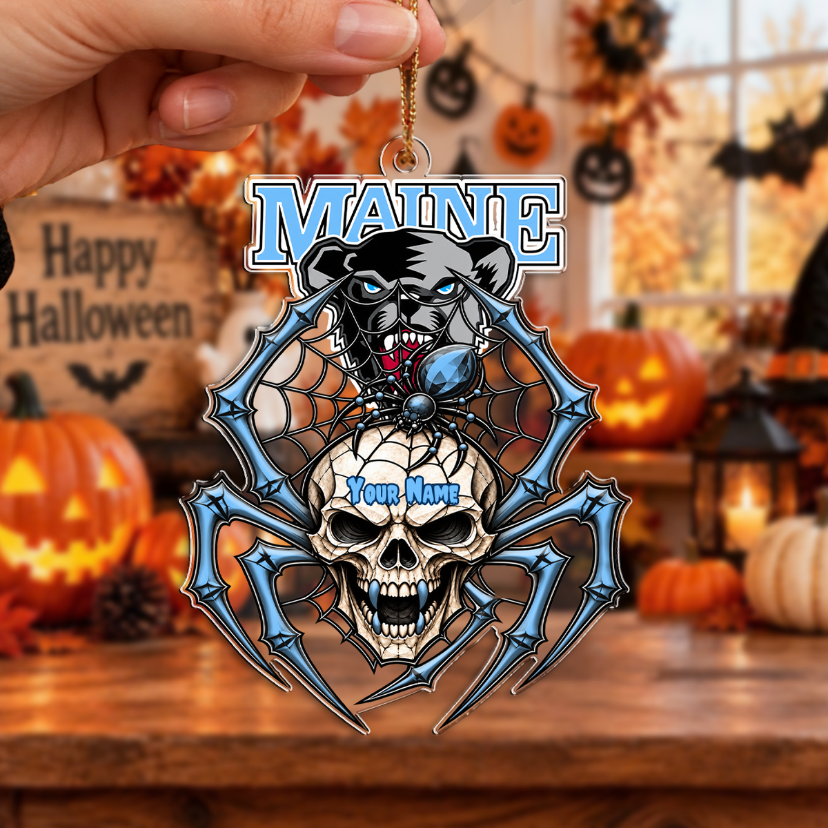 FAN FAVORITE - NEW CUSTOMIZED NCAA MFF09 MBB MAINE BLACK BEARS HALLOWEEN ACRYLIC ORNAMENT