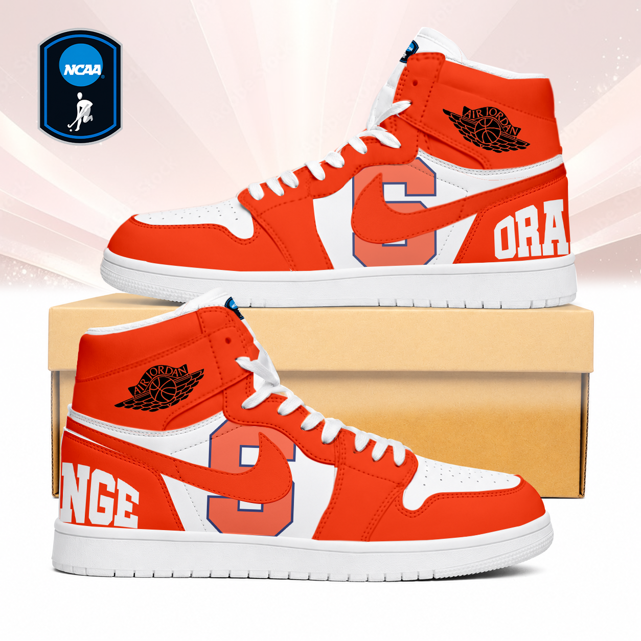 SPECIAL EDITION - NEW CUSTOMIZED NCAA CFH09 SYO SYRACUSE ORANGE AIR JORDAN SNEAKERS