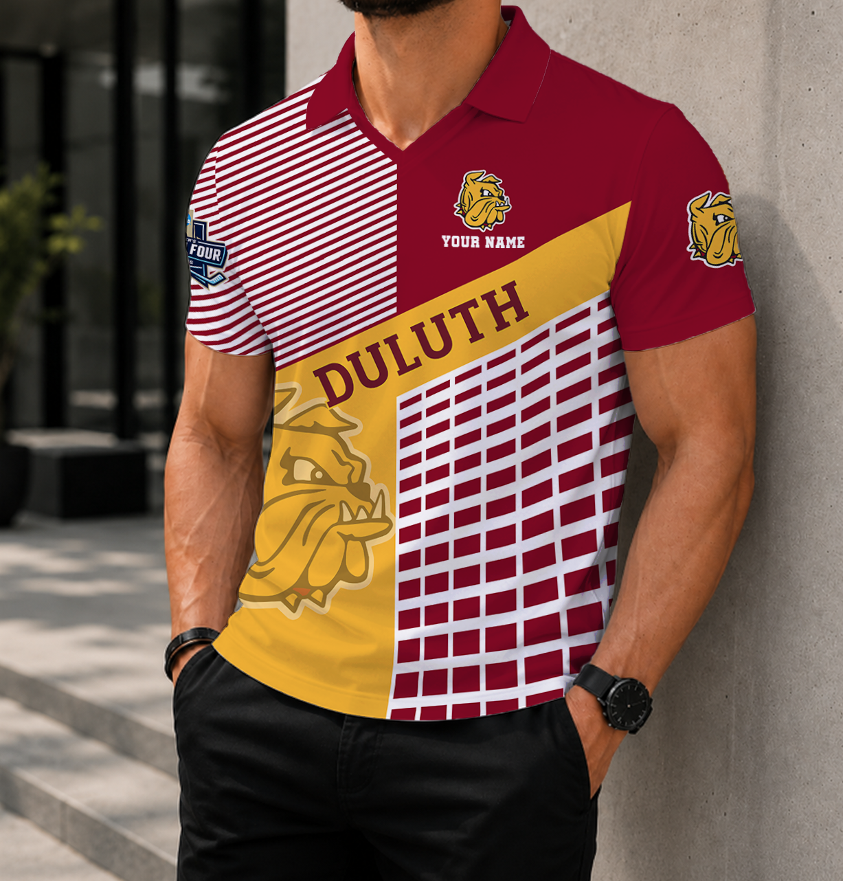 VIRAL EDITION - NEW CUSTOMIZED NCAA MFF10 MDB MINNESOTA DULUTH BULLDOGS POLO SHIRT