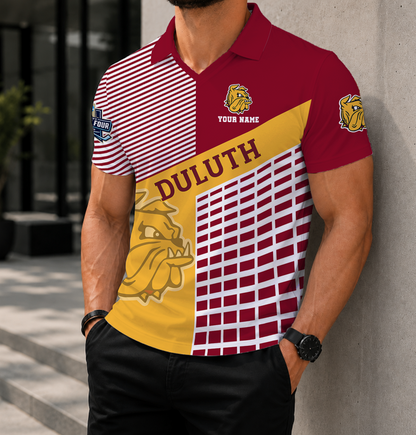 VIRAL EDITION - NEW CUSTOMIZED NCAA MFF10 MDB MINNESOTA DULUTH BULLDOGS POLO SHIRT