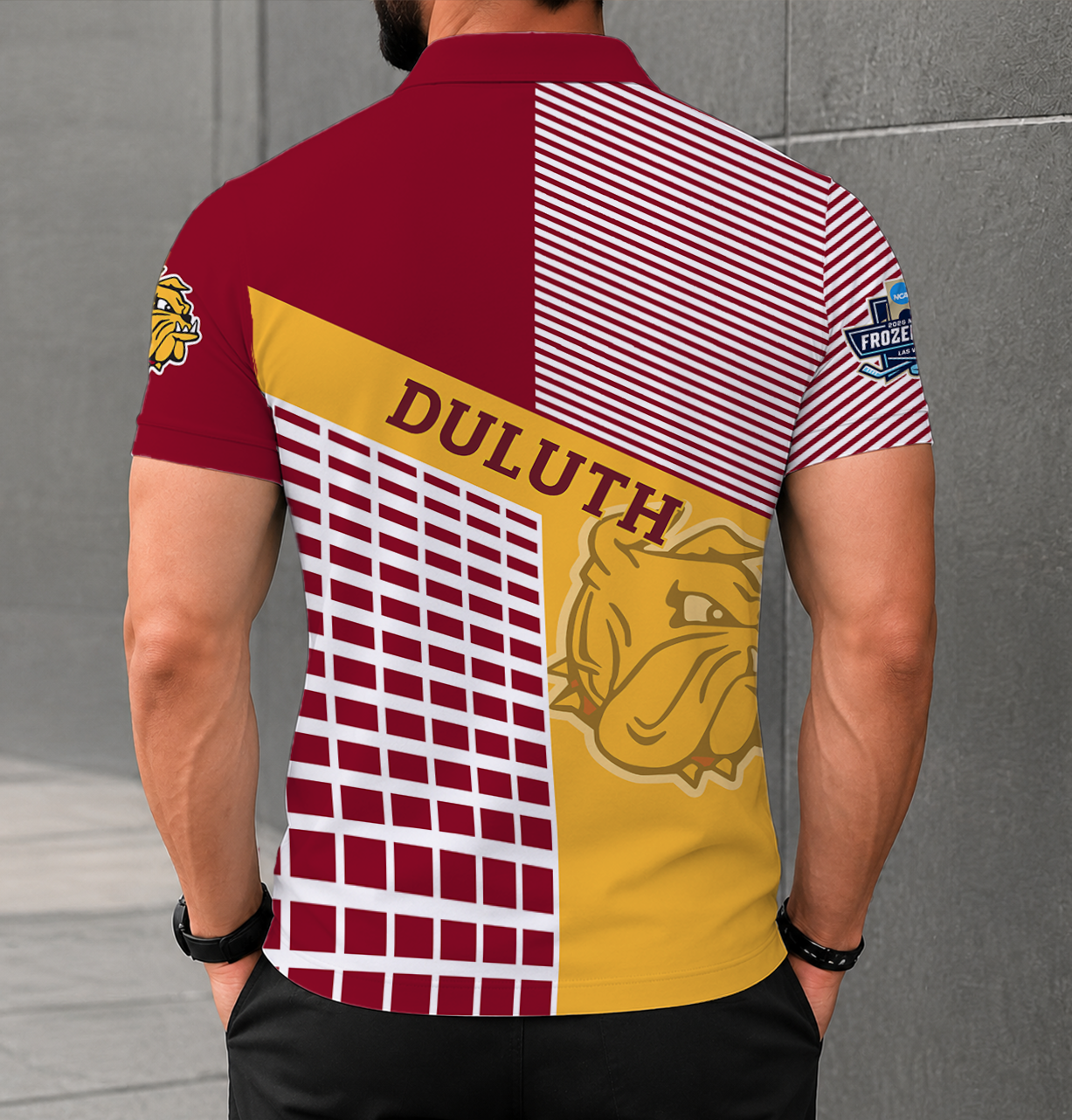 VIRAL EDITION - NEW CUSTOMIZED NCAA MFF10 MDB MINNESOTA DULUTH BULLDOGS POLO SHIRT
