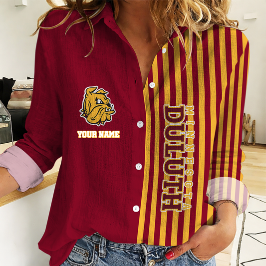 VIRAL EDITION - NEW CUSTOMIZED NCAA MFF10 MDB MINNESOTA DULUTH BULLDOGS WOMEN CASUAL SHIRT FOR FAN