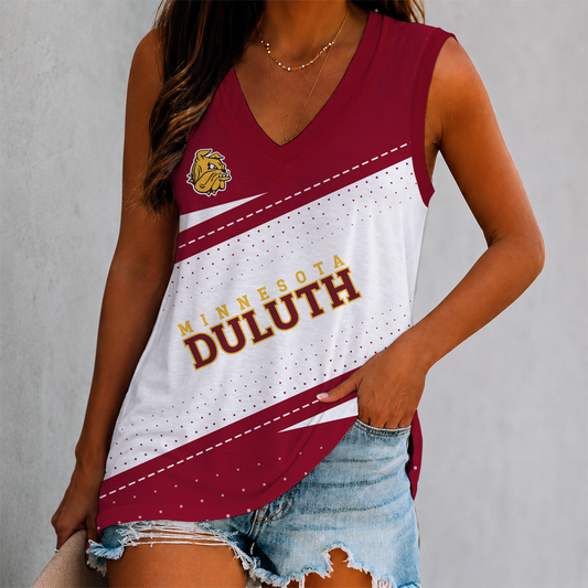 LIMITED EDITION - NEW CUSTOMIZED NCAA MFF10 MDB MINNESOTA DULUTH BULLDOGS WOMEN'S V-NECK TANK TOP