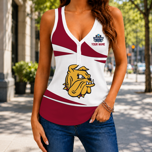 LIMITED EDITION - NEW CUSTOMIZED NCAA MFF10 MDB MINNESOTA DULUTH BULLDOGS WOMEN'S V-NECK TANK TOP