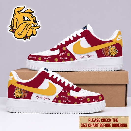 FINAL SALE - NEW CUSTOMIZED NCAA MFF10 MDB MINNESOTA DULUTH BULLDOGS AF1 SHOES