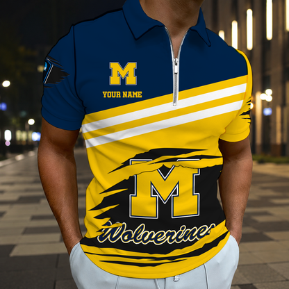 HOT DEAL - NEW CUSTOMIZED NCAA CFH10 MIW MICHIGAN WOLVERINES POLO SHIRT, ZIP POLO SHIRT & T-SHIRTS