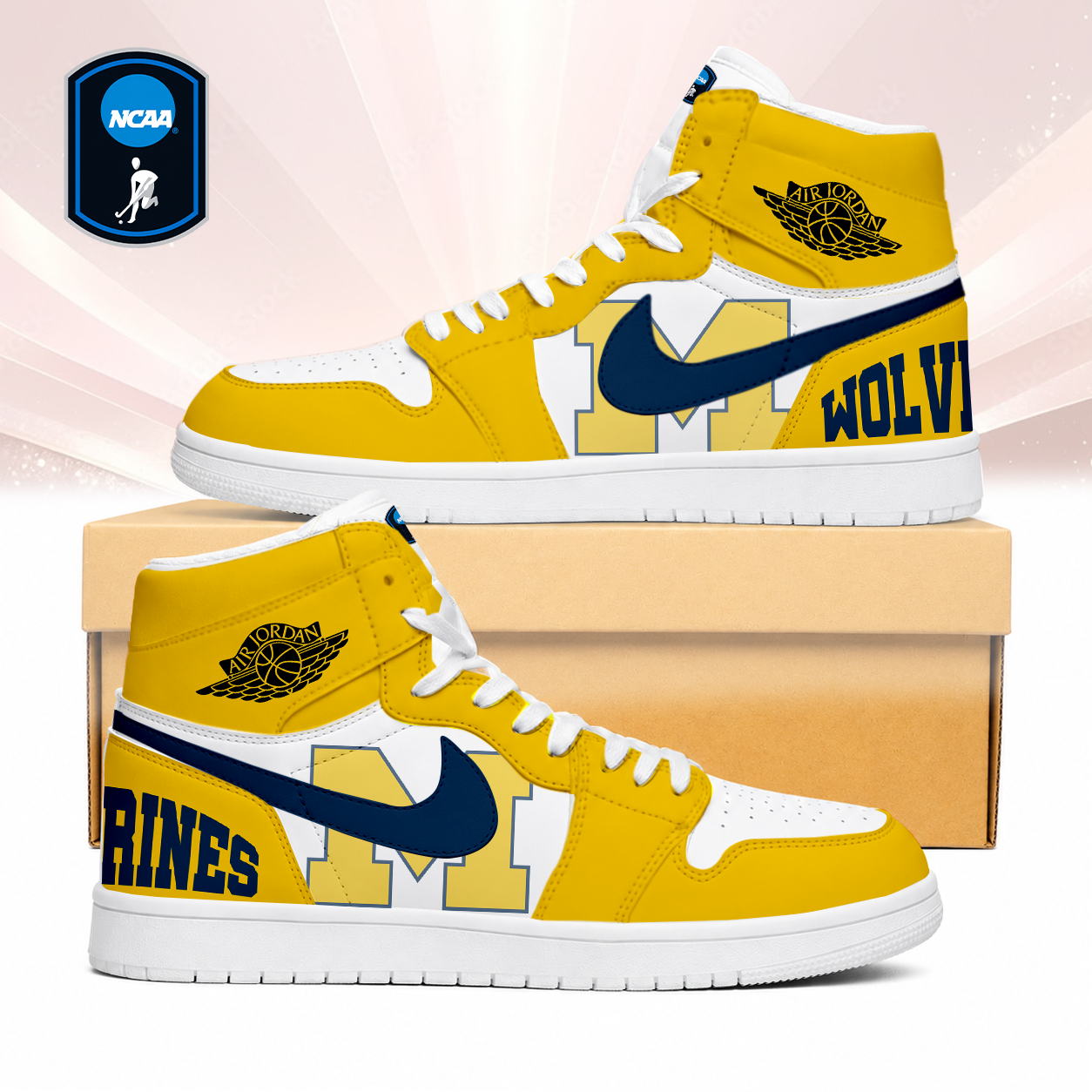 SPECIAL EDITION - NEW CUSTOMIZED NCAA CFH10 MIW MICHIGAN WOLVERINES AIR JORDAN SNEAKERS