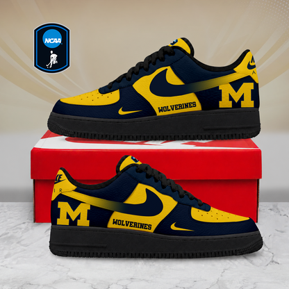 FINAL SALE - NEW CUSTOMIZED NCAA CFH10 MIW MICHIGAN WOLVERINES AF1 SHOES