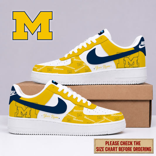 FINAL SALE - NEW CUSTOMIZED NCAA CFH10 MIW MICHIGAN WOLVERINES AF1 SHOES