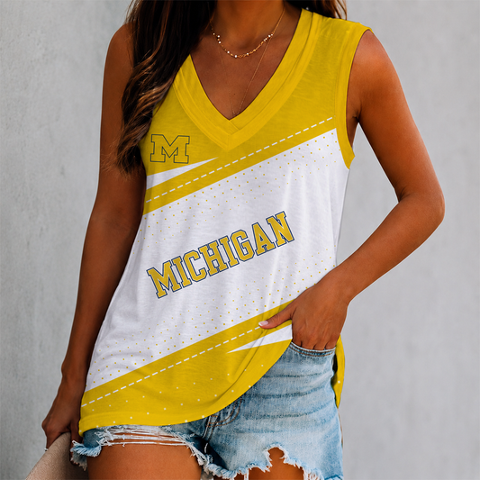 LIMITED EDITION - NEW CUSTOMIZED NCAA CFH10 MIW MICHIGAN WOLVERINES WOMEN'S V-NECK TANK TOP