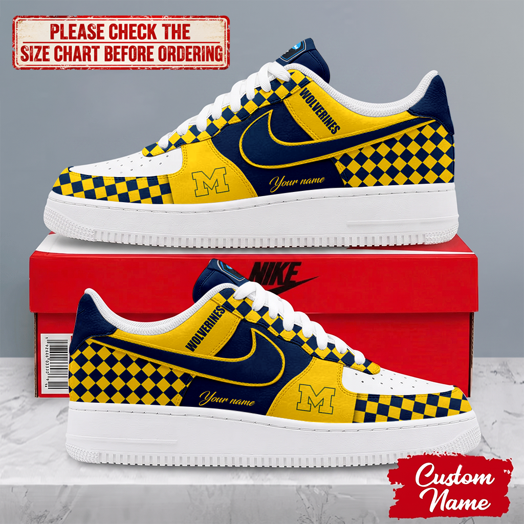 HOT DEAL - NEW CUSTOMIZED NCAA CFH10 MIW MICHIGAN WOLVERINES AF1 SHOES