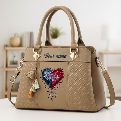 LIMITED EDITION - NEW CUSTOMIZED NHL10 WCP WASHINGTON CAPITALS ZIP HANDBAG MULTICOLOR