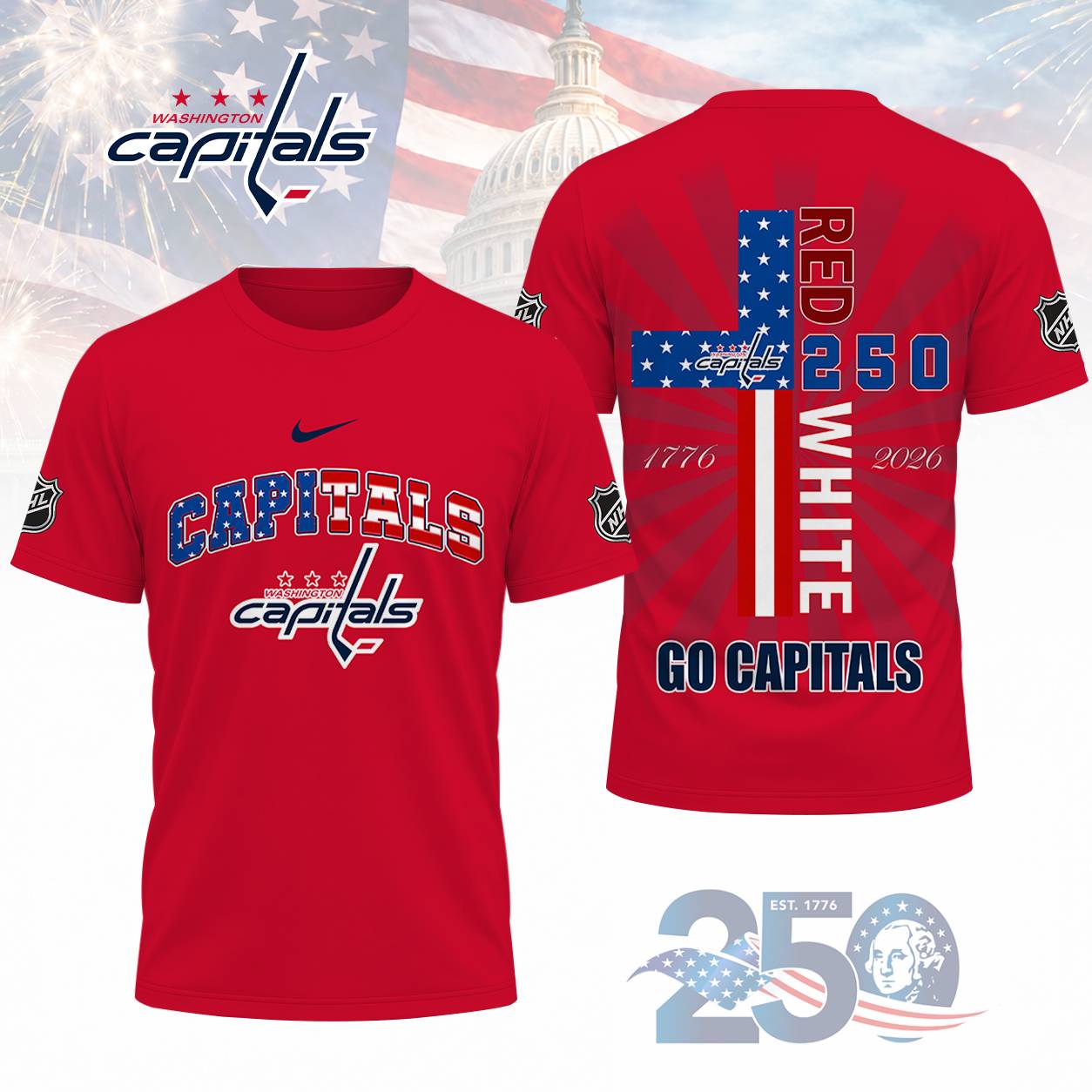 LIMITED EDITION - NEW CUSTOMIZED NHL10 WCP WASHINGTON CAPITALS T-SHIRT, POLO SHIRT, ZIP POLO SHIRT, SWEATSHIRT, HOODIE & ZIP HOODIE