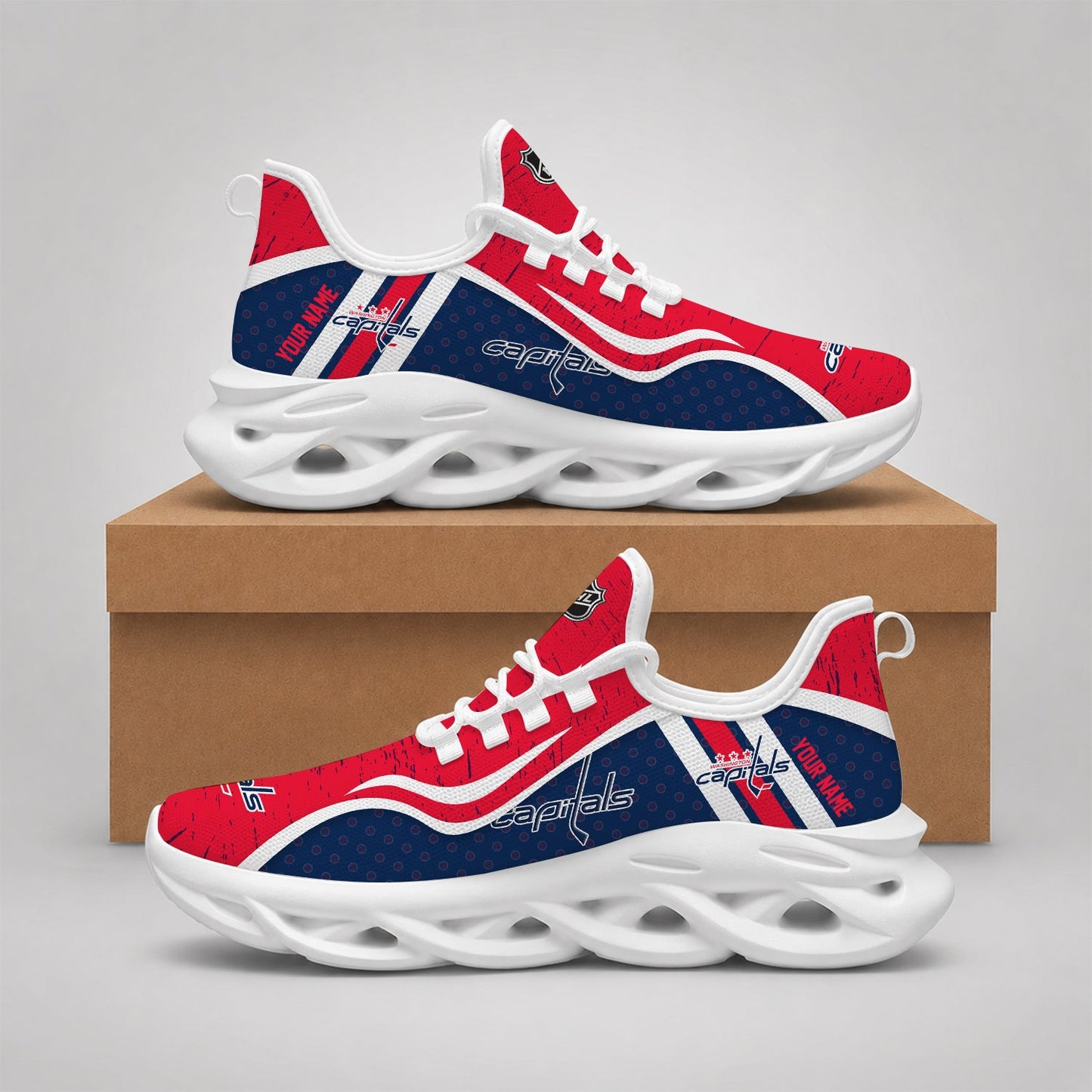 LIMITED EDITION - NEW CUSTOMIZED NHL10 WCP WASHINGTON CAPITALS CLUNKY SNEAKERS