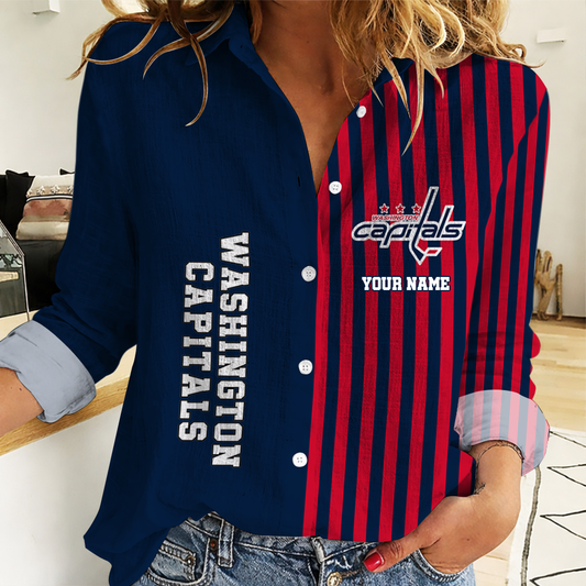 FINAL SALE - NEW CUSTOMIZED NHL10 WCP WASHINGTON CAPITALS WOMEN CASUAL SHIRT