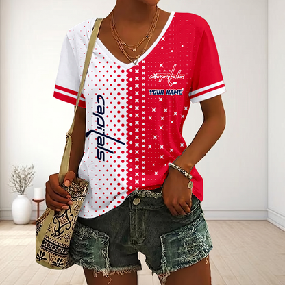 LIMITED EDITION - NEW CUSTOMIZED NHL10 WCP WASHINGTON CAPITALS V-NECK FEMALE SHIRT