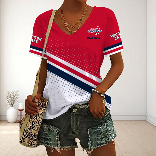 LIMITED EDITION - NEW CUSTOMIZED NHL10 WCP WASHINGTON CAPITALS V-NECK FEMALE SHIRT