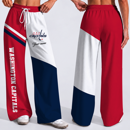 FINAL SALE - NEW CUSTOMIZED NHL10 WCP WASHINGTON CAPITALS WOMEN'S WIDE LEG PANTS