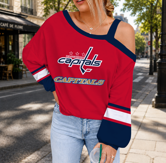 FINAL SALE - NEW CUSTOMIZED NHL10 WCP WASHINGTON CAPITALS DROP SHOULDER SWEATSHIRT