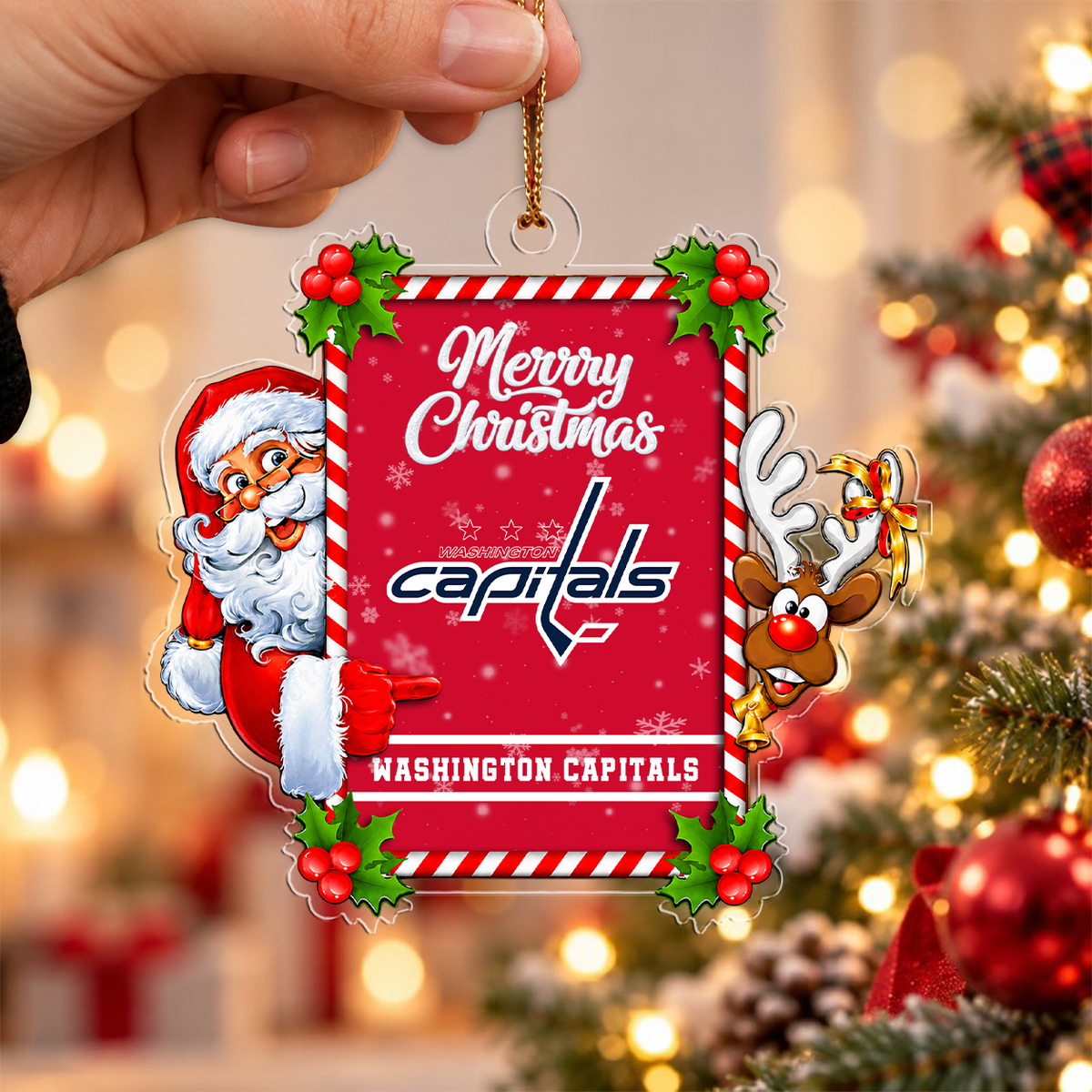 FLASH SALE - NEW CUSTOMIZED NHL10 WCP WASHINGTON CAPITALS CHRISTMAS ACRYLIC ORNAMENT