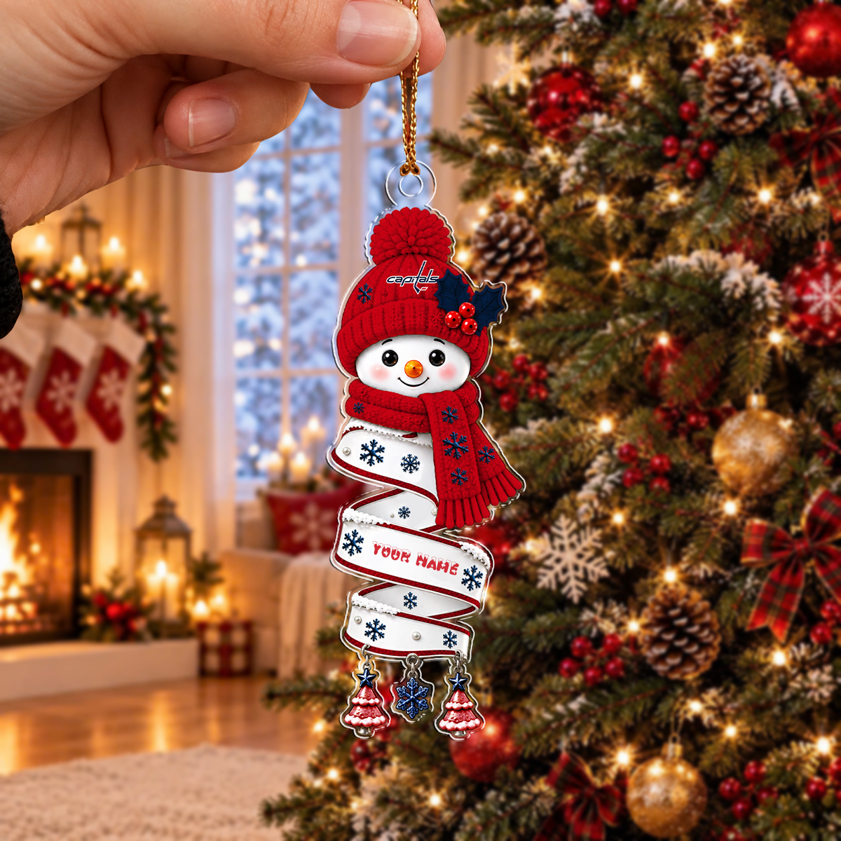 SPECIAL EDITION - NEW CUSTOMIZED NHL10 WCP WASHINGTON CAPITALS CHRISTMAS ACRYLIC ORNAMENT