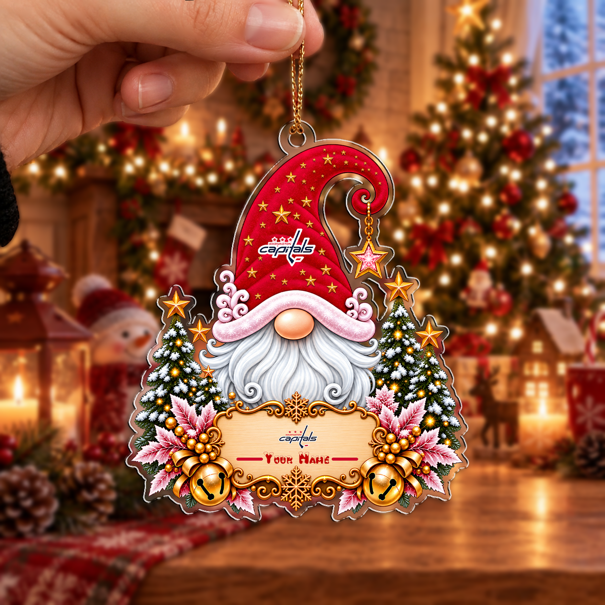 EXCLUSIVE EDITION - NEW CUSTOMIZED NHL10 WCP WASHINGTON CAPITALS CHRISTMAS ACRYLIC ORNAMENT
