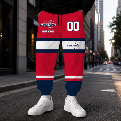 HOT DEAL - NEW CUSTOMIZED NHL10 WCP WASHINGTON CAPITALS SWEATPANTS