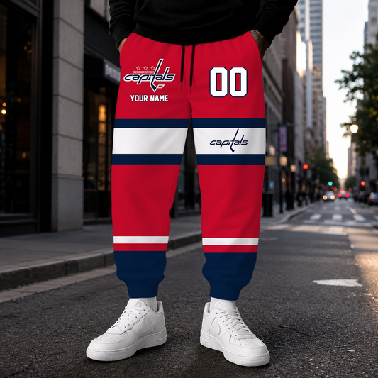 HOT DEAL - NEW CUSTOMIZED NHL10 WCP WASHINGTON CAPITALS SWEATPANTS
