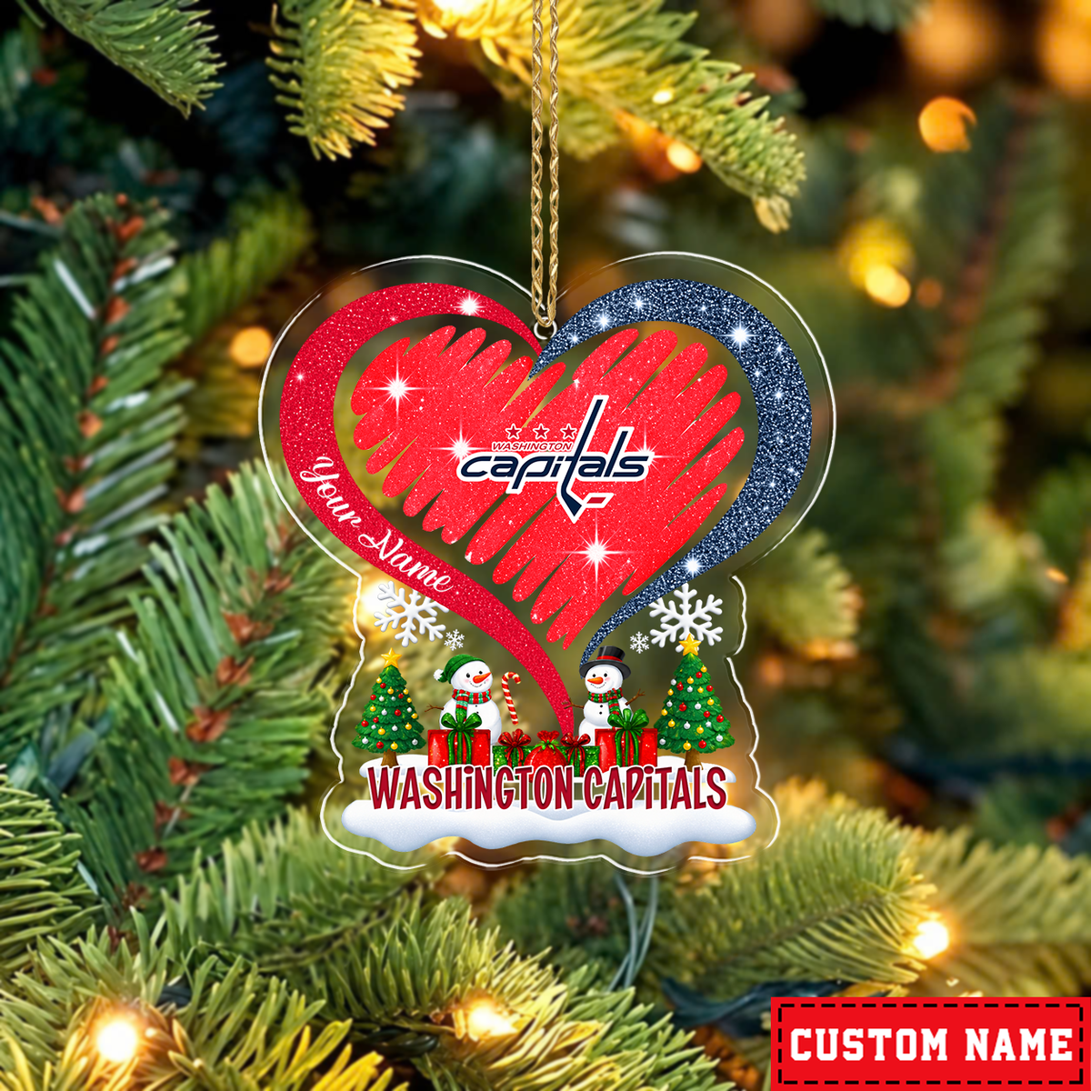 FINAL SALE - NEW CUSTOMIZED NHL10 WCP WASHINGTON CAPITALS CHRISTMAS ACRYLIC ORNAMENT