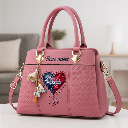 LIMITED EDITION - NEW CUSTOMIZED NHL10 WCP WASHINGTON CAPITALS ZIP HANDBAG MULTICOLOR