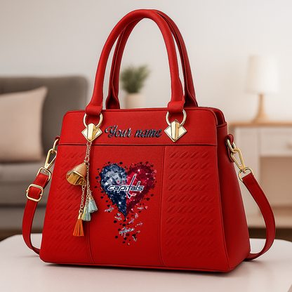LIMITED EDITION - NEW CUSTOMIZED NHL10 WCP WASHINGTON CAPITALS ZIP HANDBAG MULTICOLOR