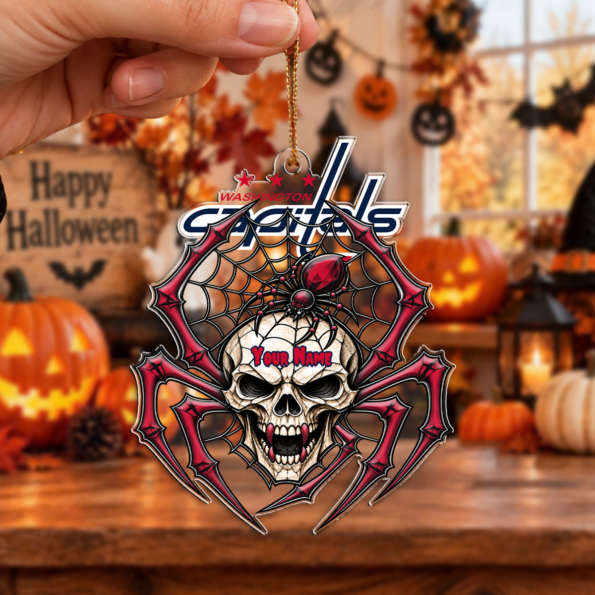 LIMITED EDITION - NEW CUSTOMIZED NHL10 WCP WASHINGTON CAPITALS HALLOWEEN ACRYLIC ORNAMENT