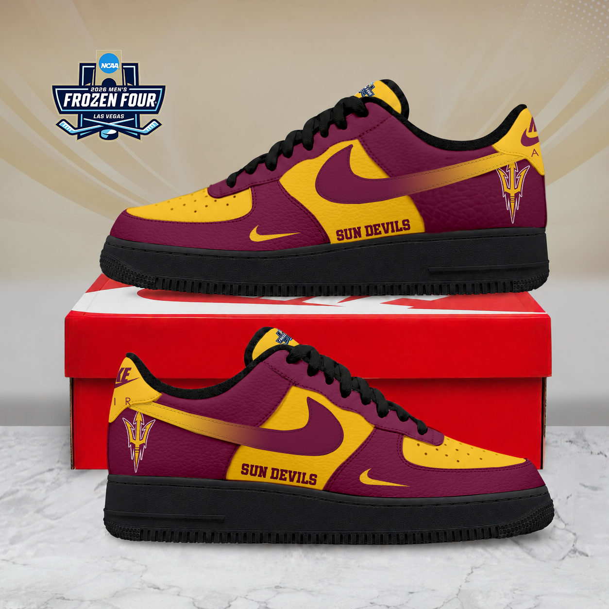 FINAL SALE - NEW CUSTOMIZED NCAA MFF11 ASS ARIZONA STATE SUN DEVILS AF1 SHOES