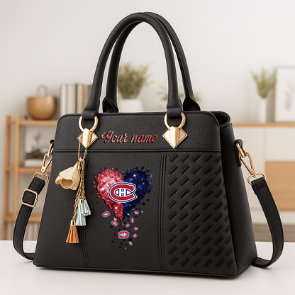 LIMITED EDITION - NEW CUSTOMIZED NHL11 MCD MONTREAL CANADIENS ZIP HANDBAG MULTICOLOR