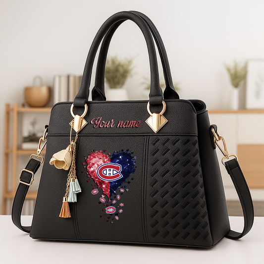 LIMITED EDITION - NEW CUSTOMIZED NHL11 MCD MONTREAL CANADIENS ZIP HANDBAG MULTICOLOR
