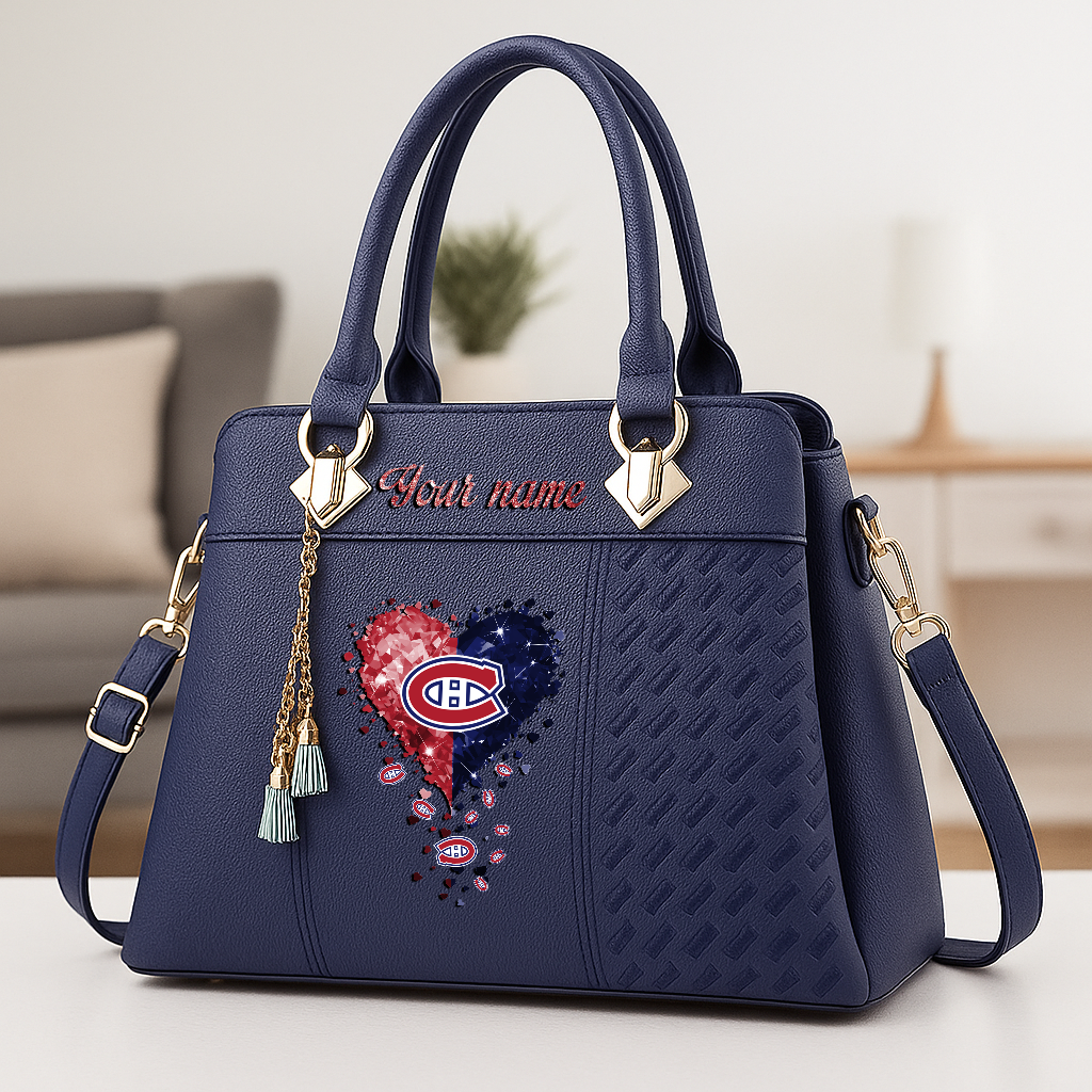 LIMITED EDITION - NEW CUSTOMIZED NHL11 MCD MONTREAL CANADIENS ZIP HANDBAG MULTICOLOR