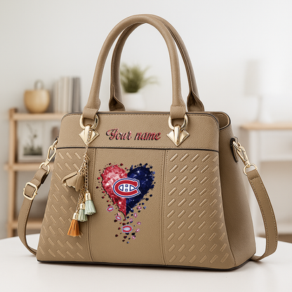 LIMITED EDITION - NEW CUSTOMIZED NHL11 MCD MONTREAL CANADIENS ZIP HANDBAG MULTICOLOR