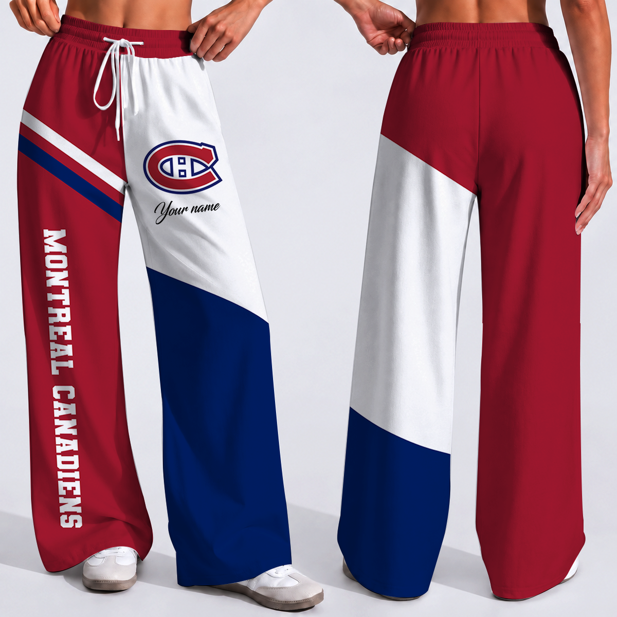 FINAL SALE - NEW CUSTOMIZED NHL11 MCD MONTREAL CANADIENS WOMEN'S WIDE LEG PANTS