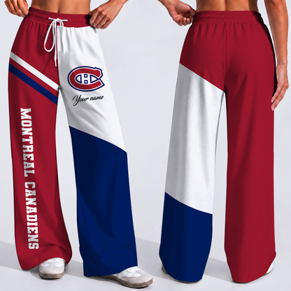 FINAL SALE - NEW CUSTOMIZED NHL11 MCD MONTREAL CANADIENS WOMEN'S WIDE LEG PANTS
